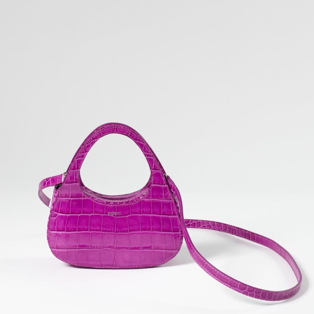 Coperni Fuchsia Croc-Embossed Mini Crossbody Bag